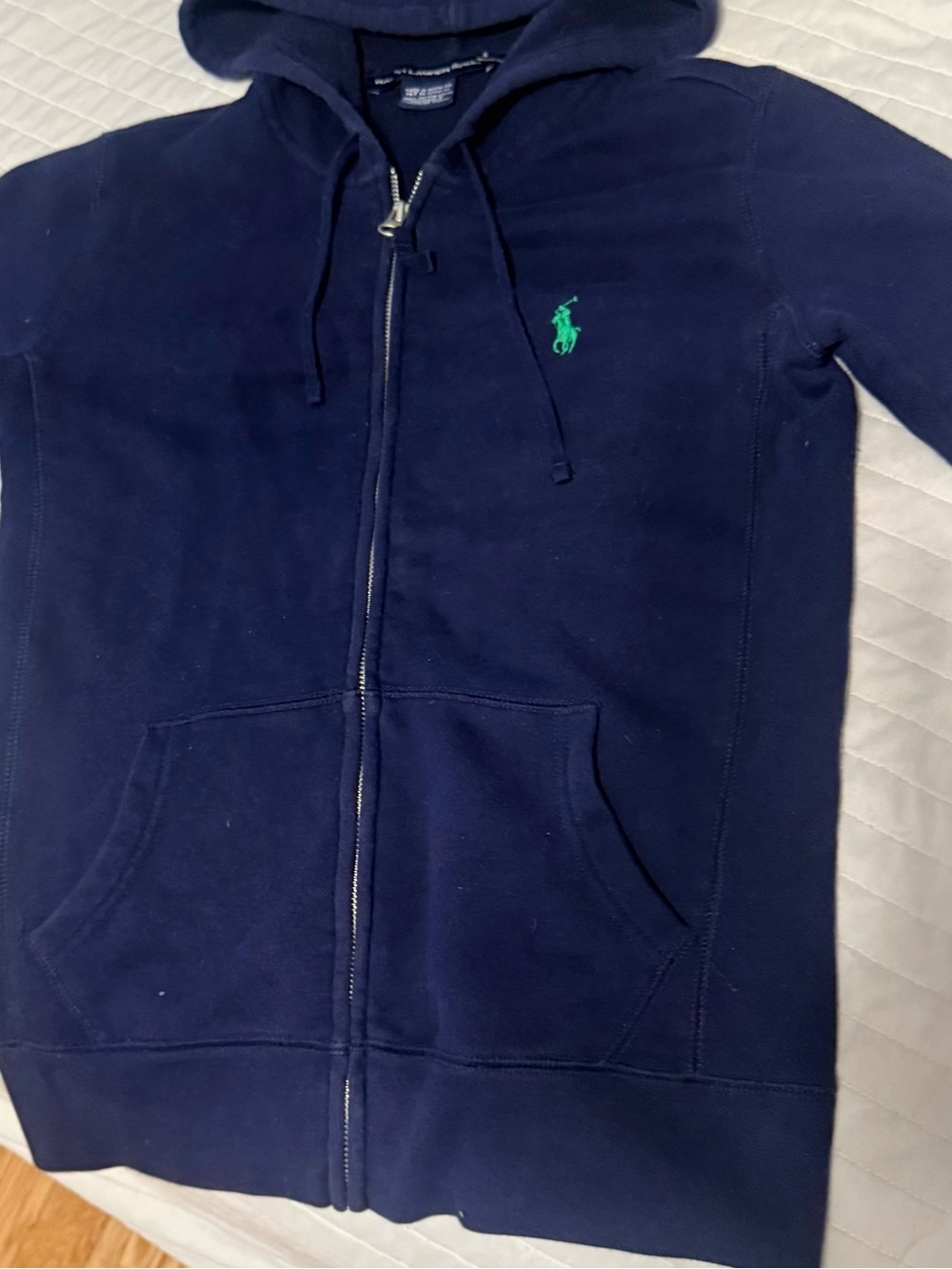 Polo by Ralph Lauren Navy Full-Zip Hoodie with Green Pony size S